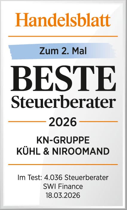 Auszeichnung Handelsblatt – Beste Steuerberater 2026 (zum 2. Mal), KN-Gruppe Kühl & Niroomand
